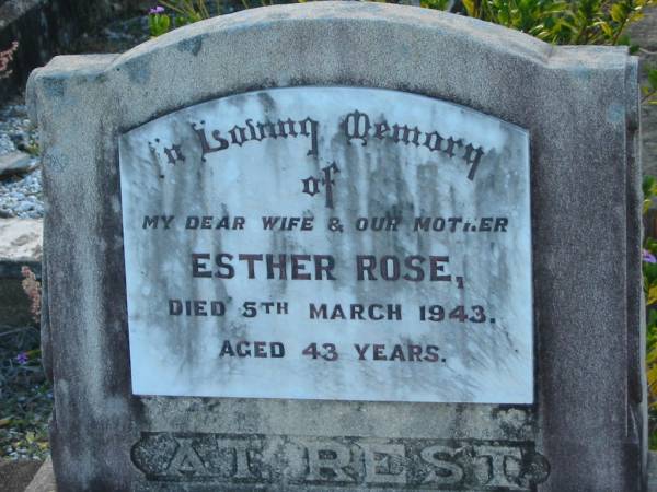 Esther ROSE  | 5 Mar 1943 aged 43  | Minden/Coolana - St Johns Lutheran  | 