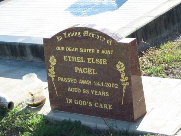 Ethel Elsie PAGEL  | 24 Jan 2002 aged 93  | Minden/Coolana - St Johns Lutheran  | 