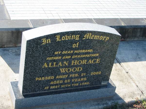 Allan Horace WOOD  | 21 Feb 2002 aged 85  | Minden/Coolana - St Johns Lutheran  | 