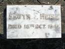 
Elwyn F. HEISE,
died 16 Oct 1941;
St Johns Evangelical Lutheran Church, Minden, Esk Shire
