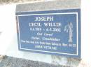 
Cecil Willie JOSEPH,
9-4-1919 - 6-5-2002,
father grandfather;
St Johns Evangelical Lutheran Church, Minden, Esk Shire
