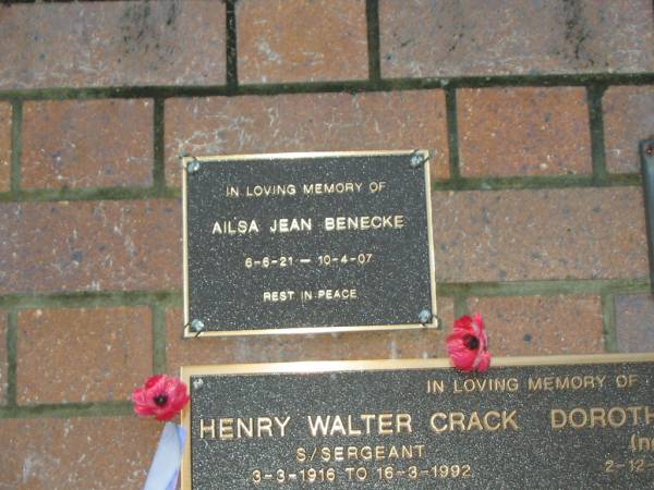 Ailsa Jean BENECKE,  | 6-6-21 - 10-4-07;  | Mooloolah cemetery, City of Caloundra  |   | 