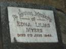 Edna Lilias MYERS, died 9 June 1943; Mooloolah cemetery, City of Caloundra  