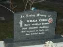 
Zorka CORIC,
born 30-9-1946 Bosnia,
died 13-8-2000 Buddina;
Mooloolah cemetery, City of Caloundra

