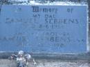 Samuel SEBBENS, dad, died 8-6-1956; Samuel SEBBENS (junr), brother, died 23-3-1981; Mooloolah cemetery, City of Caloundra  