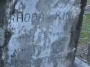 Rhoda KING, died 1 Sept 1932 aged 81 years; Mooloolah cemetery, City of Caloundra  