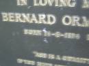 Bernard Ormond BAKER, born 14-5-1894, died 17-8-1976; Eva May BAKER, born 30-10-1893, died 10-1-1977; Mooloolah cemetery, City of Caloundra  