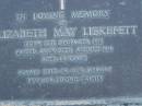 Elizabeth May LIEKEFETT, born 7 Dec 1913, died 27 Aug 1978 aged 64 years; Eric James LIEKEFETT, died 12 June 1988 in 81st year; Mooloolah cemetery, City of Caloundra  