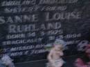 Susanne Louise RUHLAND, daughter sister, born 14-3-1975, died tragically 31-3-1994; Mooloolah cemetery, City of Caloundra  