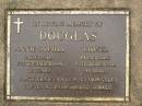 
Annie Sophia DOUGLAS,
died 8 Sept 1991 aged 82 years;
Lionel DOUGLAS,
died 30 March 1996 aged 89 years;
remembered by Pansy, Ernie, Sandy, Noel, Dion & Clint;
Mooloolah cemetery, City of Caloundra


