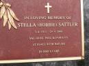 Stella (Bobbie) SATTLER, 3-8-1911 - 29-9-2006, remembered by Val, Ross, Paul & families; Mooloolah cemetery, City of Caloundra 