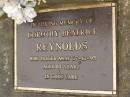 Dorothy Beatrice REYNOLDS, died 27-12-95 aged 84 years; Mooloolah cemetery, City of Caloundra 