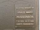 Grace Mary HUGGONSON, 7-5-1916 - 12-11-1998; Mooloolah cemetery, City of Caloundra 