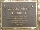 Desmond Arthur TEBBUTT, 28-2-1936 - 28-6-1998, husband father step-father grandfather brother; Mooloolah cemetery, City of Caloundra 