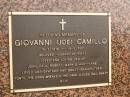 Giovanni (Joe) CAMILLO, 15-3-1916 - 19-5-2001, husband of Emily, dad of John, Paul, Robert, Mark & Mary-Anne, grandfather great-grandfather; Mooloolah cemetery, City of Caloundra 