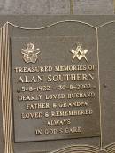 Alan SOUTHERN, 5-8-1922 - 30-8-2002, husband father grandpa; Mooloolah cemetery, City of Caloundra 