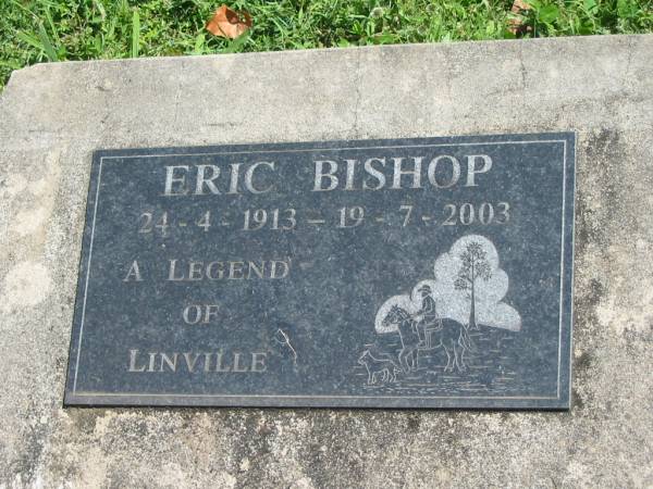 Eric BISHOP,  | 24-4-1913 - 19-7-2003;  | Moore-Linville general cemetery, Esk Shire  | 