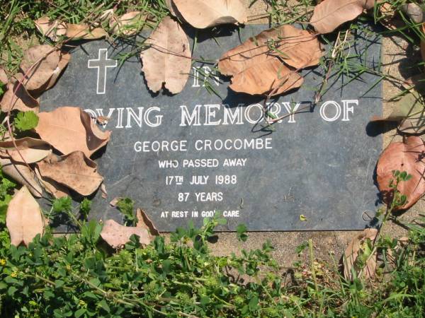 George CROCOMBE,  | died 1 July 1988 aged 87 years;  | Moore-Linville general cemetery, Esk Shire  | 