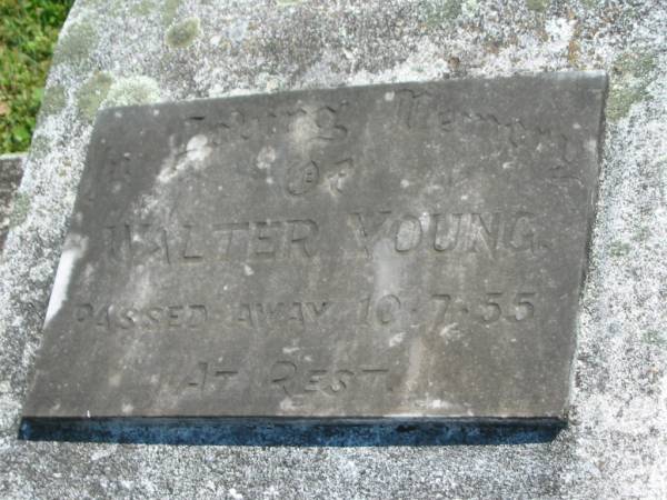 Walter YOUNG,  | died 10-7-55;  | Moore-Linville general cemetery, Esk Shire  | 
