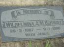 Wilhelmina A.M. SCHMIDT, 20-3-1887 - 9-1-1980; Mt Mort Cemetery, Ipswich 