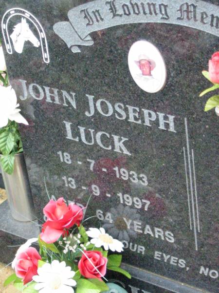 John Joseph LUCK,  | 18-7-1933 - 13-9-1997 aged 64 years;  | Mt Mort Cemetery, Ipswich  | 