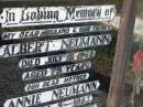 
Albert NEUMANN
15 Jul 1962
aged 75 yrs

Annie NEUMANN
5 Aug 1983
aged 99 yrs 9 months

Mt Walker HistoricPublic Cemetery, Boonah Shire, Queensland

