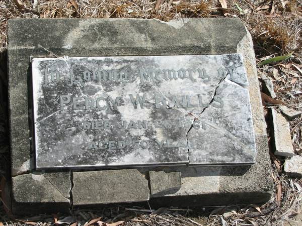 Percy W BAILLS  | 26 Jan 1961  | aged 50 years  |   | Mt Walker Historic/Public Cemetery, Boonah Shire, Queensland  |   | 