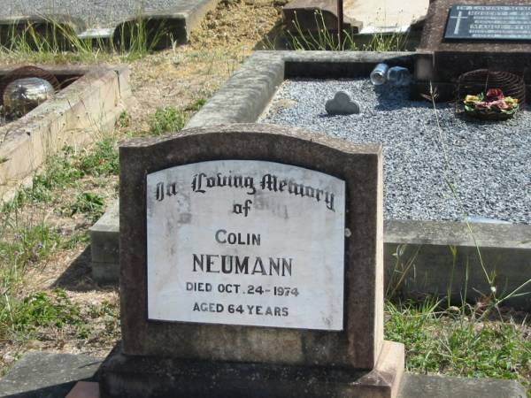 Colin NEUMANN  | 24 Oct 1974  | aged 64 yrs  |   | Mt Walker Historic/Public Cemetery, Boonah Shire, Queensland  |   | 