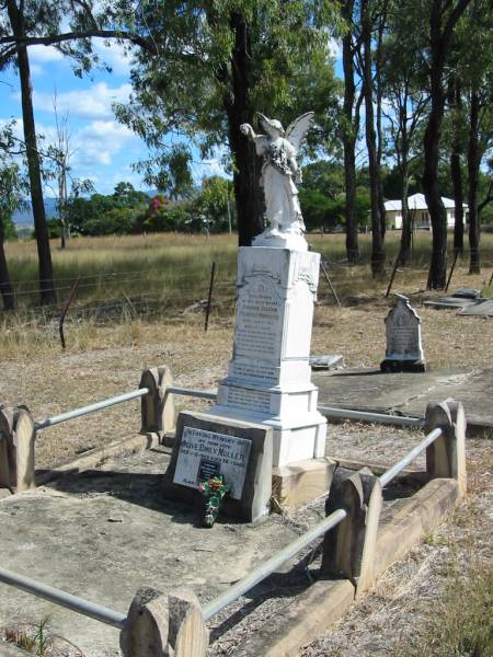 Johann Joachim Frederick HINRICHSEN  | 6 Jan 1916  | aged 75 yrs  |   | Olive Emily MULLER  | 11-12-1953 aged 56  |   | Harold Herbert MULLER  | 13-6-1977 aged 79  |   | Mt Walker Historic/Public Cemetery, Boonah Shire, Queensland  |   | 