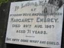 Margeret EMBREY d: 29 Aug 1967, aged 71 Mt Cotton / Gramzow / Cornubia / Carbrook Lutheran Cemetery, Logan City  