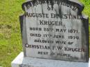 Auguste Ernestine KRUGER b: 25 May 1871, d: 17 Jun 1970 (wife of Christian F W KRUGER) Mt Cotton / Gramzow / Cornubia / Carbrook Lutheran Cemetery, Logan City  