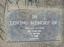 Phyllis KITCHIN 31 May 1990, aged 76 Mt Cotton / Gramzow / Cornubia / Carbrook Lutheran Cemetery, Logan City  