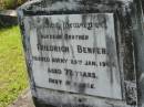 Friedrich BENFER 23 Jan 1964, aged 72 Mt Cotton / Gramzow / Cornubia / Carbrook Lutheran Cemetery, Logan City  