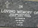 George James TURNER 3 Aug 1978, aged 70 Mt Cotton / Gramzow / Cornubia / Carbrook Lutheran Cemetery, Logan City  