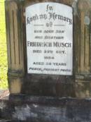 Friedrich MUSCH 25 Oct 1954, aged 39  Fred  Mt Cotton / Gramzow / Cornubia / Carbrook Lutheran Cemetery, Logan City  