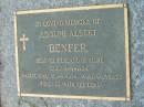 Adolph Albert BENFER (husband of Luise) b: 4 Apr 1904, d: 28 Apr 1994, aged 90 Mt Cotton / Gramzow / Cornubia / Carbrook Lutheran Cemetery, Logan City  