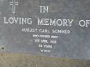 August Carl SOMMER 9 Apr 1935, aged 86 Mt Cotton / Gramzow / Cornubia / Carbrook Lutheran Cemetery, Logan City  
