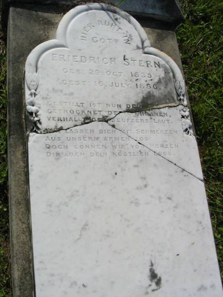Friedrich STERN  | b: 29 Oct 1835, d: 16 Jul 1886  | Mt Cotton / Gramzow / Cornubia / Carbrook Lutheran Cemetery, Logan City  |   | 