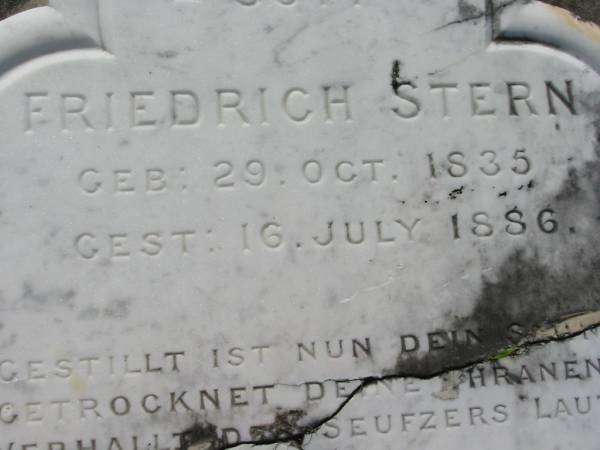 Friedrich STERN  | b: 29 Oct 1835, d: 16 Jul 1886  | Mt Cotton / Gramzow / Cornubia / Carbrook Lutheran Cemetery, Logan City  |   | 