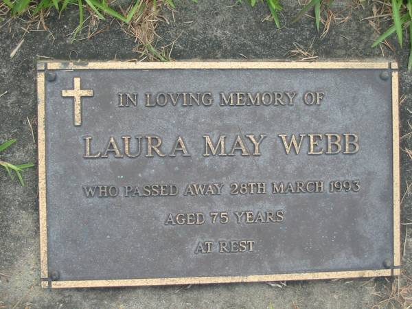 Laura May WEBB  | 28 Mar 1993, aged 75  | Mt Cotton / Gramzow / Cornubia / Carbrook Lutheran Cemetery, Logan City  |   | 