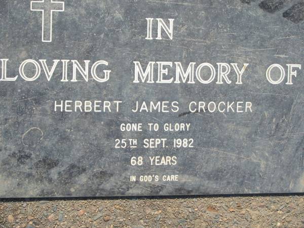 Herbert James CROCKER  | 25 Sep 1982, aged 68  | Mt Cotton / Gramzow / Cornubia / Carbrook Lutheran Cemetery, Logan City  |   | 