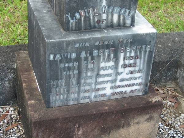 (BEFNER)  | David Albert BENFER  | b: 21 Aug 1934, d: 31 Aug 1942  | Mt Cotton / Gramzow / Cornubia / Carbrook Lutheran Cemetery, Logan City  |   | 