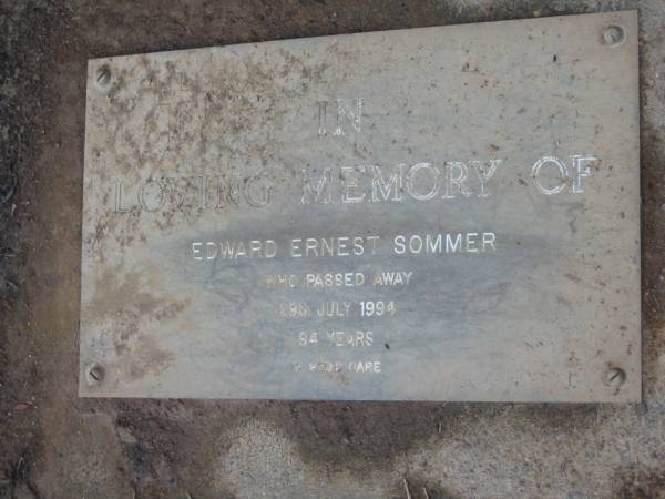 Edward Ernest SOMMER  | 29 Jul 1994, aged 94  | Mt Cotton / Gramzow / Cornubia / Carbrook Lutheran Cemetery, Logan City  |   | 