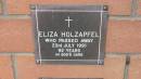 
Eliza Holzapfel
d: 23 Jul 1991 aged 92

Mount Cotton St Pauls Lutheran Columbarium wall 

