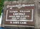 
Alfred William GREINKE
9 Feb 1979, aged 82
Mount Beppo Apostolic Church Cemetery
