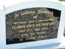 
Gloria (Pet) OSTROFSKI
18 Dec 1965, aged 36
Mount Beppo Apostolic Church Cemetery
