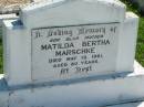 Matilda Bertha MARSCHKE 19 May 1961, aged 80 Mount Beppo Apostolic Church Cemetery 
