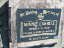 Minnie LUKRITZ b: 2 May 1905, d: 16 Aug 1997 Mount Beppo Apostolic Church Cemetery 