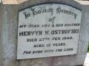 Mervyn W OSTROFSKI 27 Feb 1944, aged 15 Mount Beppo Apostolic Church Cemetery 