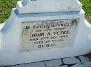 John A TESKE 27 Dec 1942, aged 56 Mount Beppo Apostolic Church Cemetery 